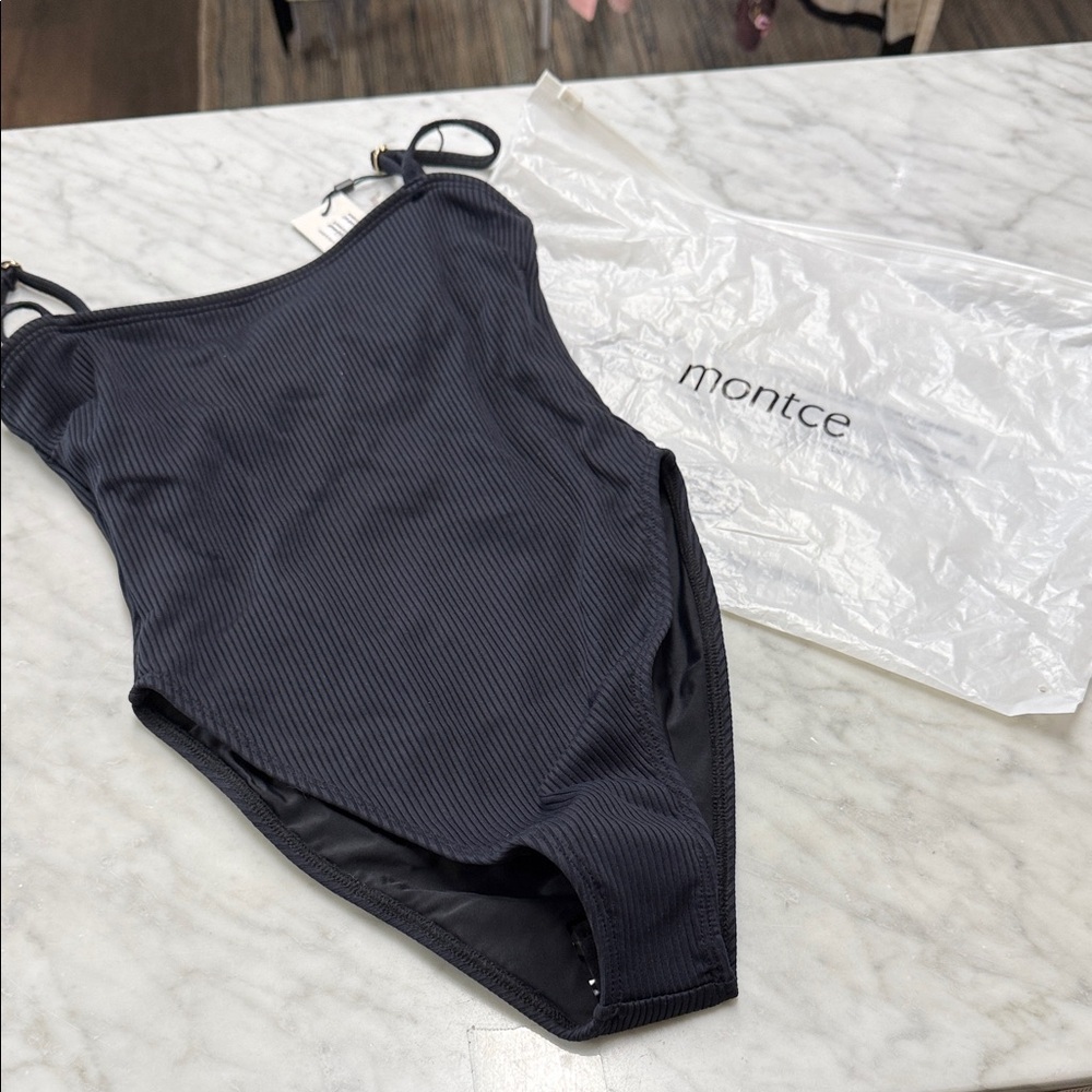 MONTCE NWT Black Rib Jacelyn One Piece Swimsuit Size XS - Picture 2 of 11